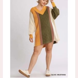 Umgee Color Block Sweater Dress
